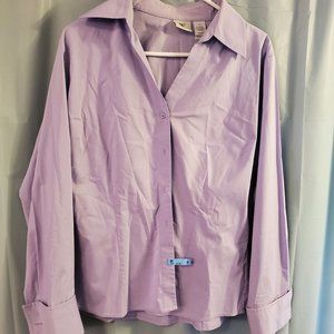 lavender purple long sleeve button up blouse